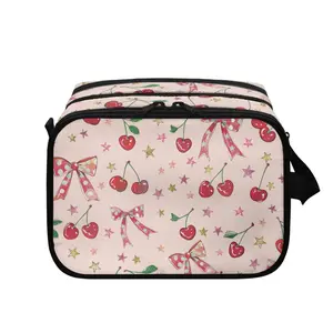 Cherry Cute Cosmetic Bag, Large Capacity Zipper Travel Storage Bag, Women's Portable Travel Bag, Back to School, Suitable for Daily Commuting and Travel, Valentine‘s Day Gift for Her GF