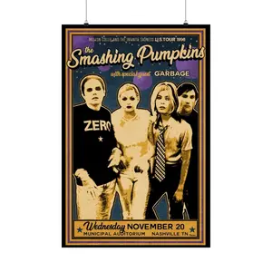 Smashing Pumpkins 1996 Concert, "Mellon Collie and the Infinite Sadness" Tour, Vintage Rock Poster, Nashville Auditorium, Gift for Rock Fans