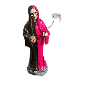 5 Inch Santa Muerte Statue with Rainbow Gradient and Staff Design Decor for Home Office Religious Ornaments