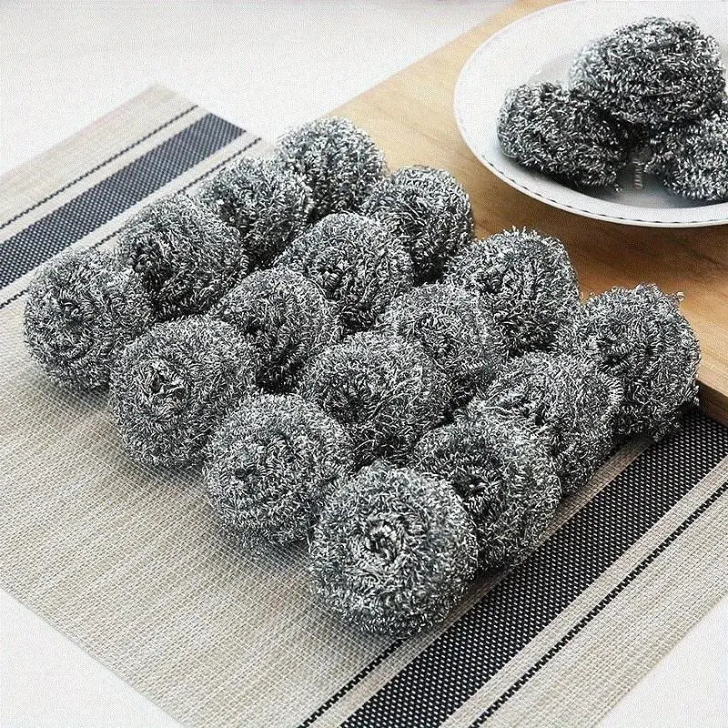 Durable Stainless Steel Metal Wool Pad/Scrubber - A Bag of 20, Heavy-Duty Cleaning Products for Kitchen Scrubbing, Dishes, Pots