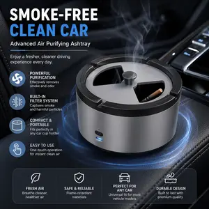 Tired of Secondhand Smoke Indoors?This Electric Ashtray Cleans the Air While You Smoke,Portable Electric Air Purifier Ashtray,  Smokeless Ashtray for Multi-Scenario Use,Smart Sensor Ashtray with Air Purifier