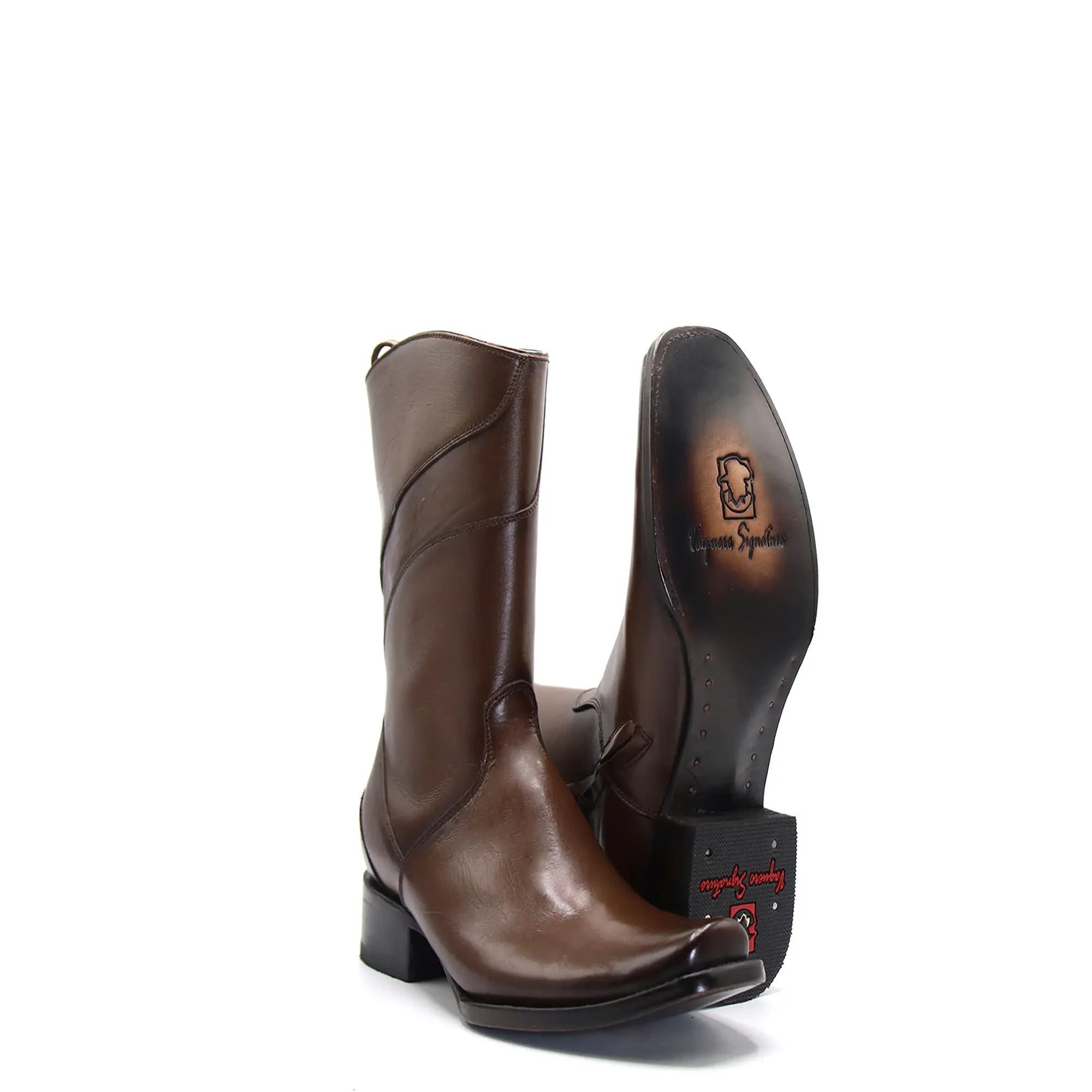 2875503150- Vaquero Signature Men's Dubai Toe Boots Flor Entera Cafe Difuminado