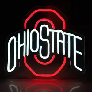 Ohio State Neon Sign, 1 Count USB Powered Dimmable LED Neon Light, Football Team LED Light for Wall Decor, College LED Signs for Man Cave Illuminated Sign, Led Ambient Light