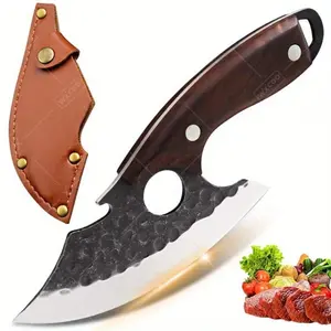 Portable Multifunctional Cutter Knife Kitchen Knives Hand Forged Blade Knives Slicing Meat Knife Chef Cleaver Kitchen Bone Butcher Fruit Knives Wooden