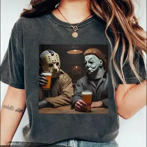 Vintage Michael Jason Halloween Drink Beer T-Shirt, Michael Jason Halloween T-Shirt, Horror Killers Movie Shirt, Halloween Movie Shirt