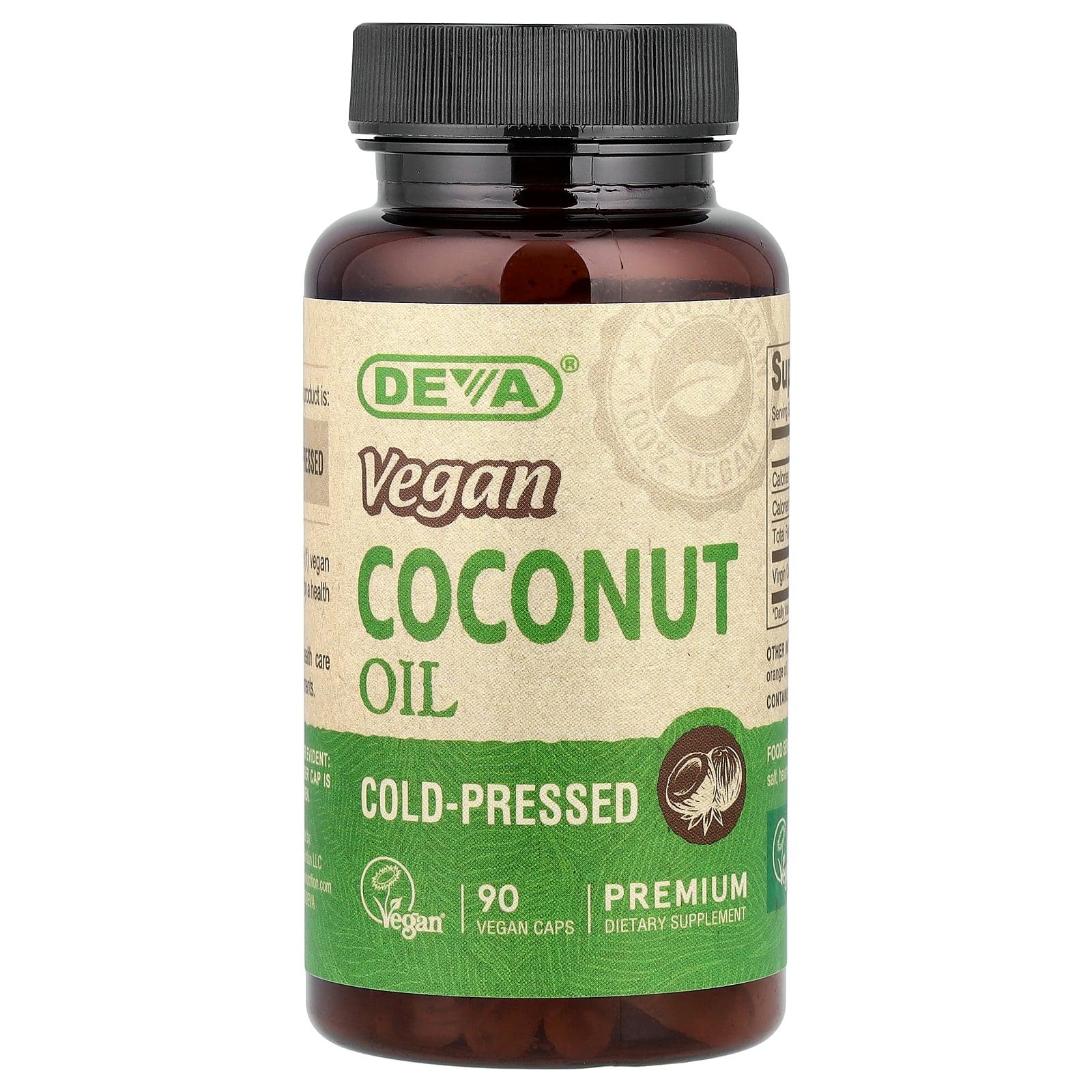 Deva Vegan Coconut Oil, Cold-Pressed, 90 Vegan Caps (500 mg per Capsule)