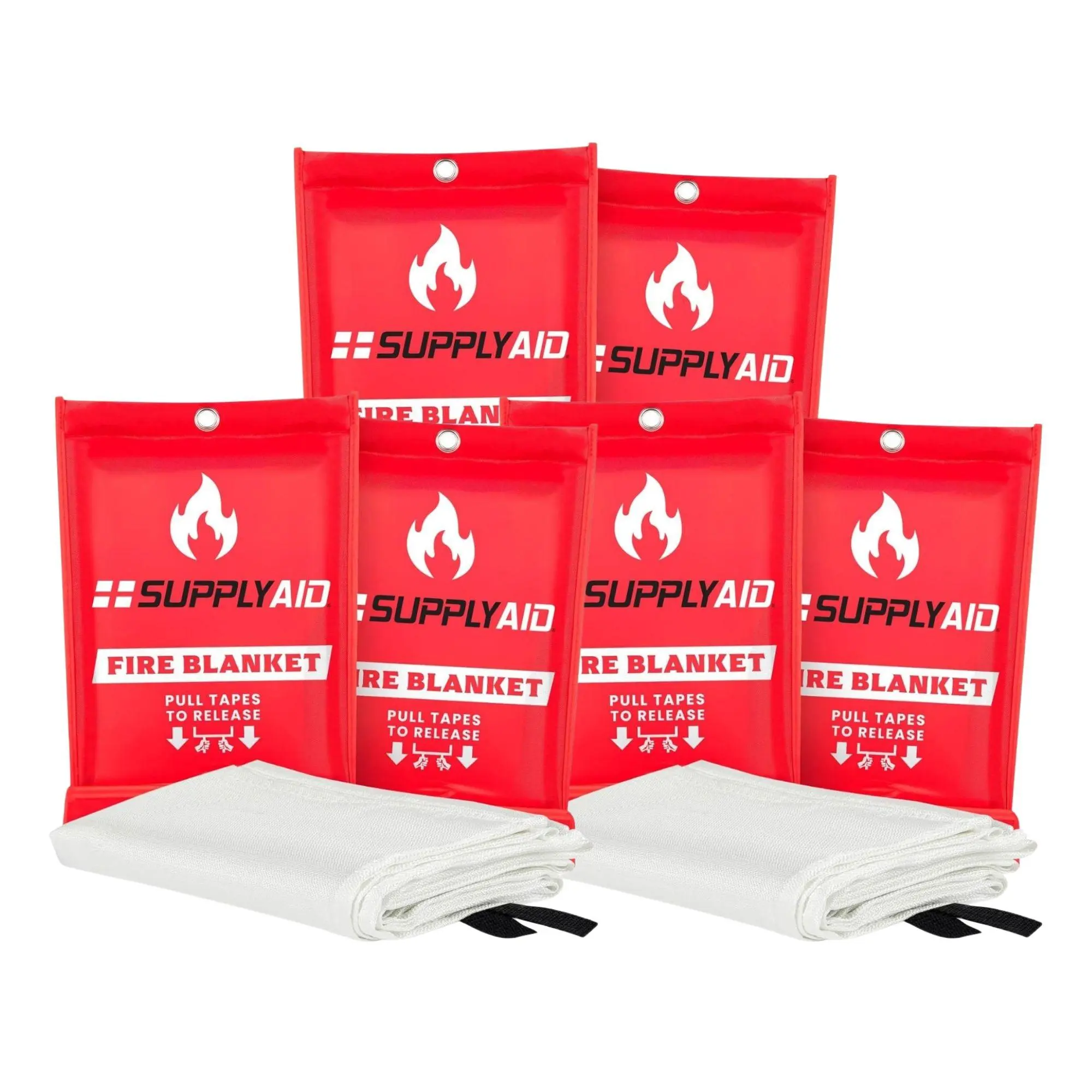 SupplyAID 6 Pack Emergency Fire Blanket for Camping and Safety Supplies, White SupplyAID 6 Pack Emergency Fire Blanket for Camping and Safety Supplies, White