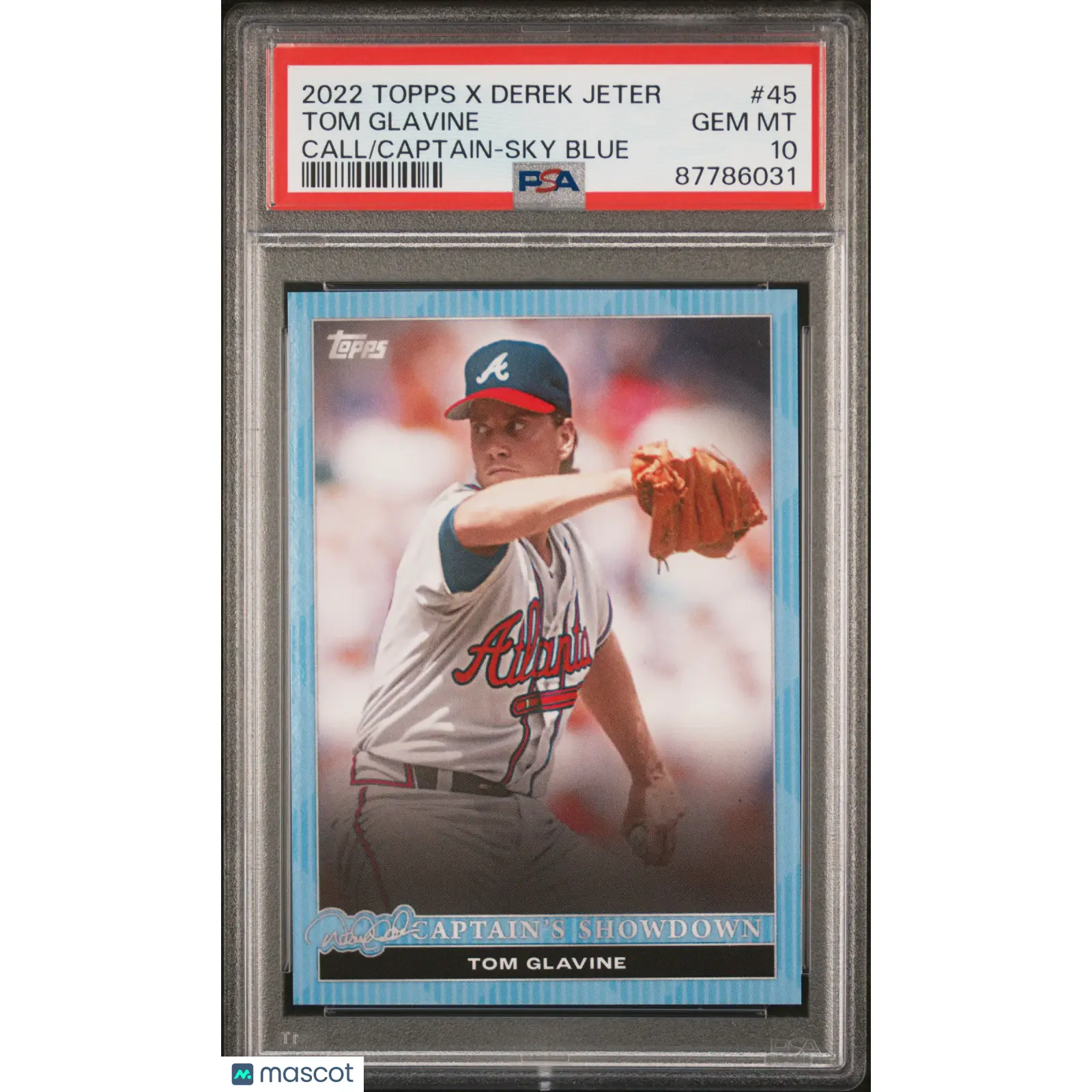 Tom Glavine PSA 2022 Topps X Derek Jeter SKY BLUE #45 10 87786031 POP 1