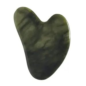Natural Jade Stone Gua Sha - Heart-Shaped Facial Massage Tool for Lymphatic Drainage and Puffiness Relief, Calming Valentine Gift Comfort Serum