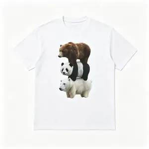 Bear Panda Polar Bear Graphic T Shirt, Funny Animal Stack Unisex Tee