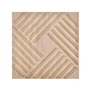 VEVOR 3D Wall Panels, 12-Pack 19.7x19.7in PVC Board with 3D Texture, Cuttable Minimalist Salt Tiles, 32 Sq.Ft Coverage Accent Wall Panel, Interior Decor with Double Tape for Bedroom, Living Room, Light Wood Color