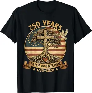 250 Years Faith and Freedom Christian USA 250th Anniversary T-Shirt