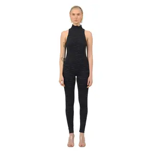 Black Seamless High Neck Sleeveless Full ECO Bodysuit Americana