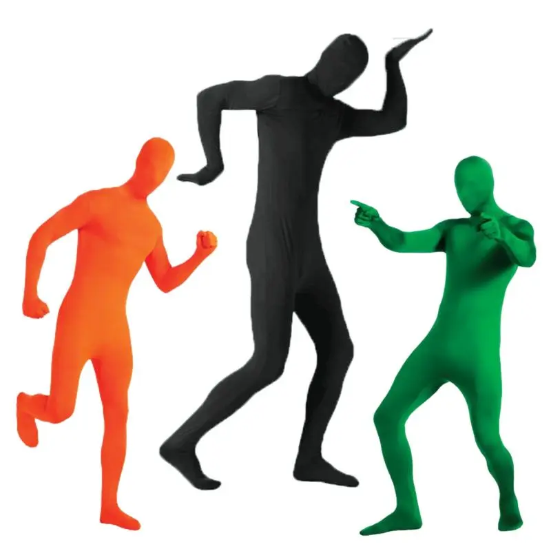 Black Zentai Bodysuit for Men Women Halloween Carnival Skin Tight Suit Spandex Stretch Disappearing Cosplay Jumpsuit