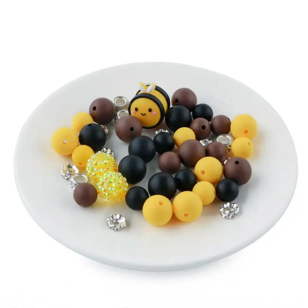3D BumbleBee Silicone Variety Bead Pack- 45 Pieces