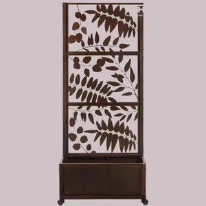 Metal Trellis with Flower Pattern & Planter Box Outdoor/Indoor Privacy Screen for Garden, Patio & Balcony | Decorative Climbing Plant Support Panel for Modern Landscaping & Home Decor (USA Trending)