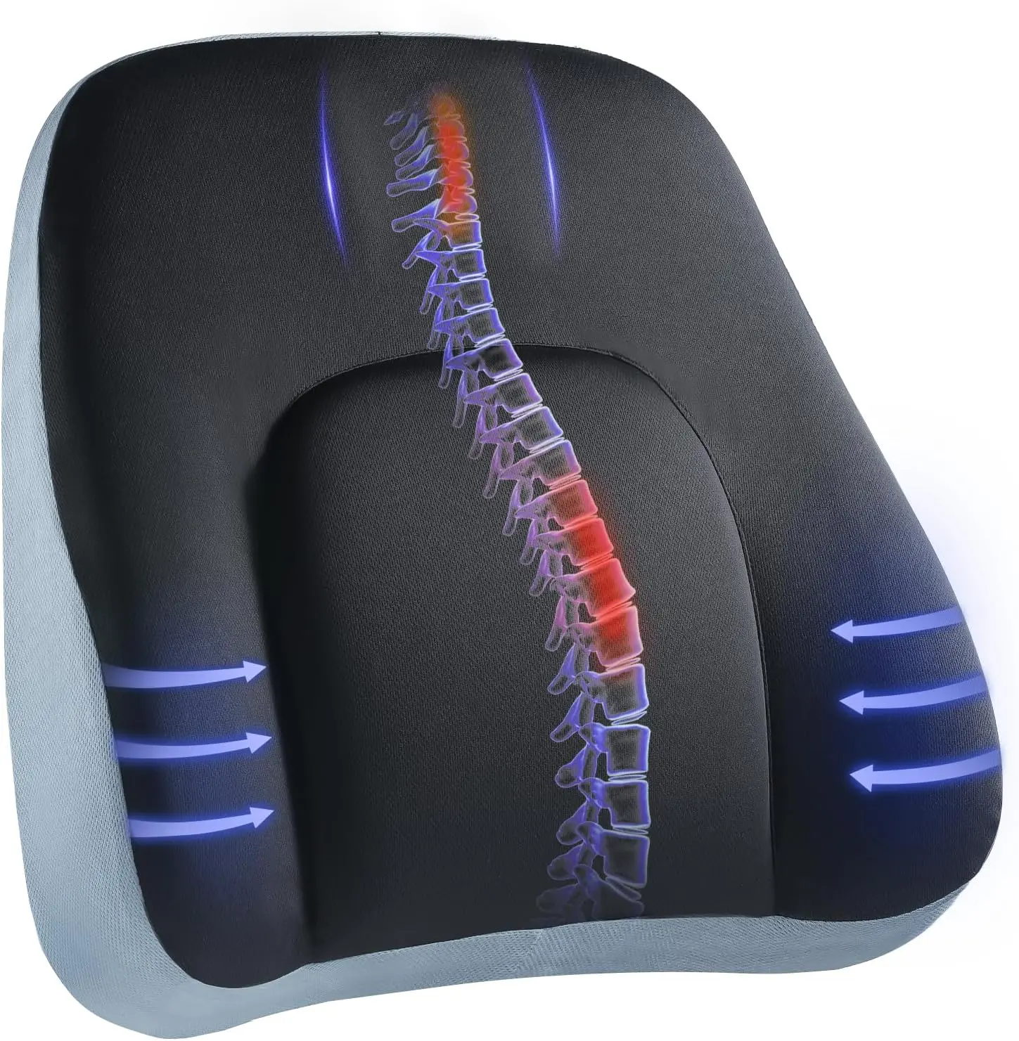 Lumbar Support Pillow for Office Chair & Car | Ergonomic Memory Foam Back Cushion with Adjustable Straps for Lower Back Pain Relief, Posture Support & Sitting Comfort