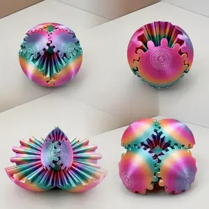 1pc 3D Printing Gradient Color Rotating Gear Ball, Novelty Desktop Decoration Rotating Ball, Office Fidgeting Toy, Relaxing Desktop Decor, Suitable For Parties And Home Decoration, Fun Activities, Gear Ball, Random Color Selection, Stress Relief Model
