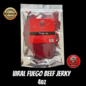 Fuego Los Cerritos Beef Jerky 4 oz - Hot Fuego Seasoning Dried Beef Snack