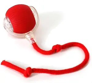 Automatic interactive cat and dog ball toy with wagging tail rope, intelligent sensor rolling chase toy, suitable for indoor cats and dogs.