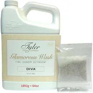 Glam Wash Laundry Detergent, Diva, Liquid, 64 Fl Oz HE Safe w/Dryer Sachet Pouch fh