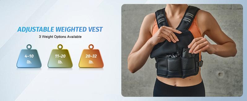 【Holiday Haul】ZELUS Weighted Vests, 4-10lbs/11-20lbs/20-32lbs Adjustable Workout Weighted Vest with 6 Ironsand Weights for Men&Women: Motivational Walking, Running,Rucking,Strength Training