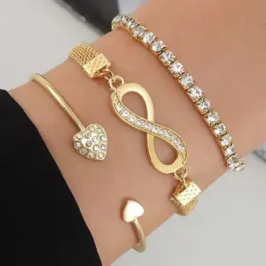 3-Piece CZ Infinity & Heart Stackable Bracelet Set StackableBracelets InfinityBracelet HeartCharmBracelet CZJewelry EverydayJewelry