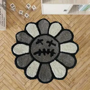 Creative Evil Flower Pattern Bedroom Rug, Soft Comfortable Living Room Carpet, Home Decor, Easy Care Sofa Coffee Table Mat, Floral Shaped Rug, Flower Pattern Rugs