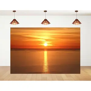 7x7ft Ocean Sunrise Backdrop Gentle Waves Photography Background for Relaxing Party Events Room Wall Decorations Tapestry Photo Booth Props