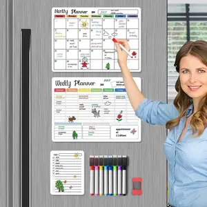 Refrigerator Magnetic Daily Schedule Calendar, Weekly Planning Pad & Daily/Monthly Itinerary Kit | Fridge Magnetic Planning Stickers