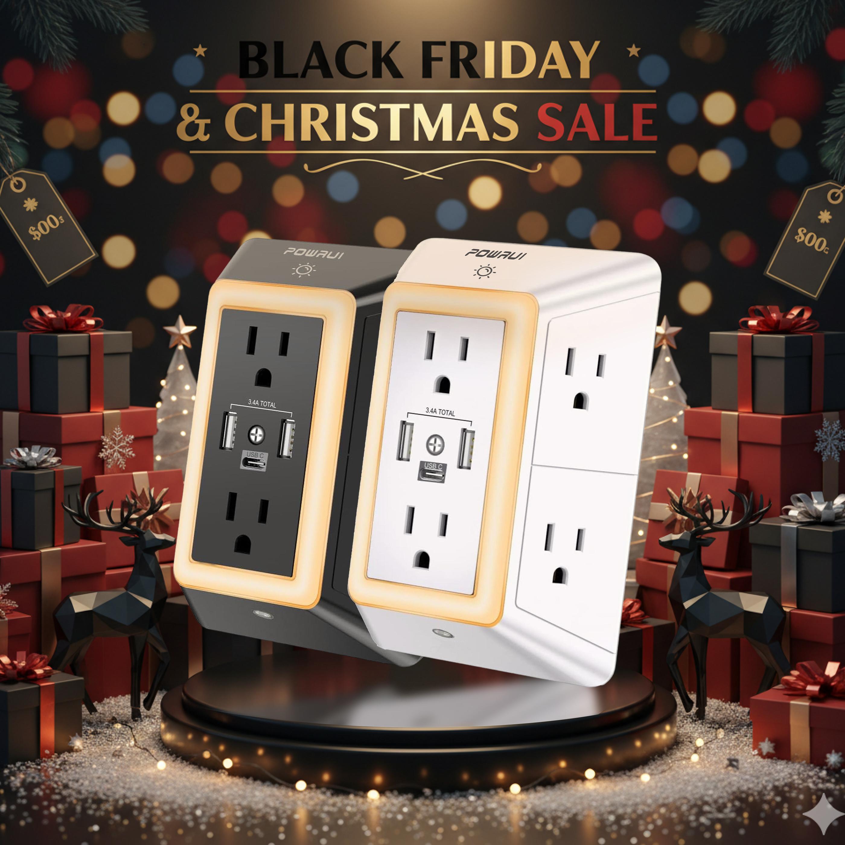 [Bundle Savings] POWRUI Quick Change Plug Surge Protector w/ Night Light 3 USB & 6 AC Outlets, ETL Safety Electrical for