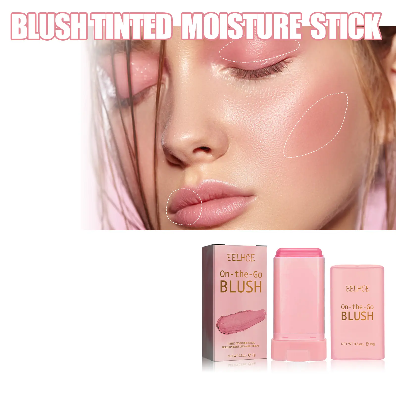 Multifunctional Blush Stick,Natural, Nude-Look, Waterproof, Lightweight, and Sweat-Resistant Blush Stick,Passion Cream Blush
