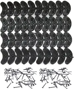 40 Pcs Heel Plates Shoe Heel Taps Rubber Tips Sole Heel Repair Pad Replacement with Nails, Black UQUABESO