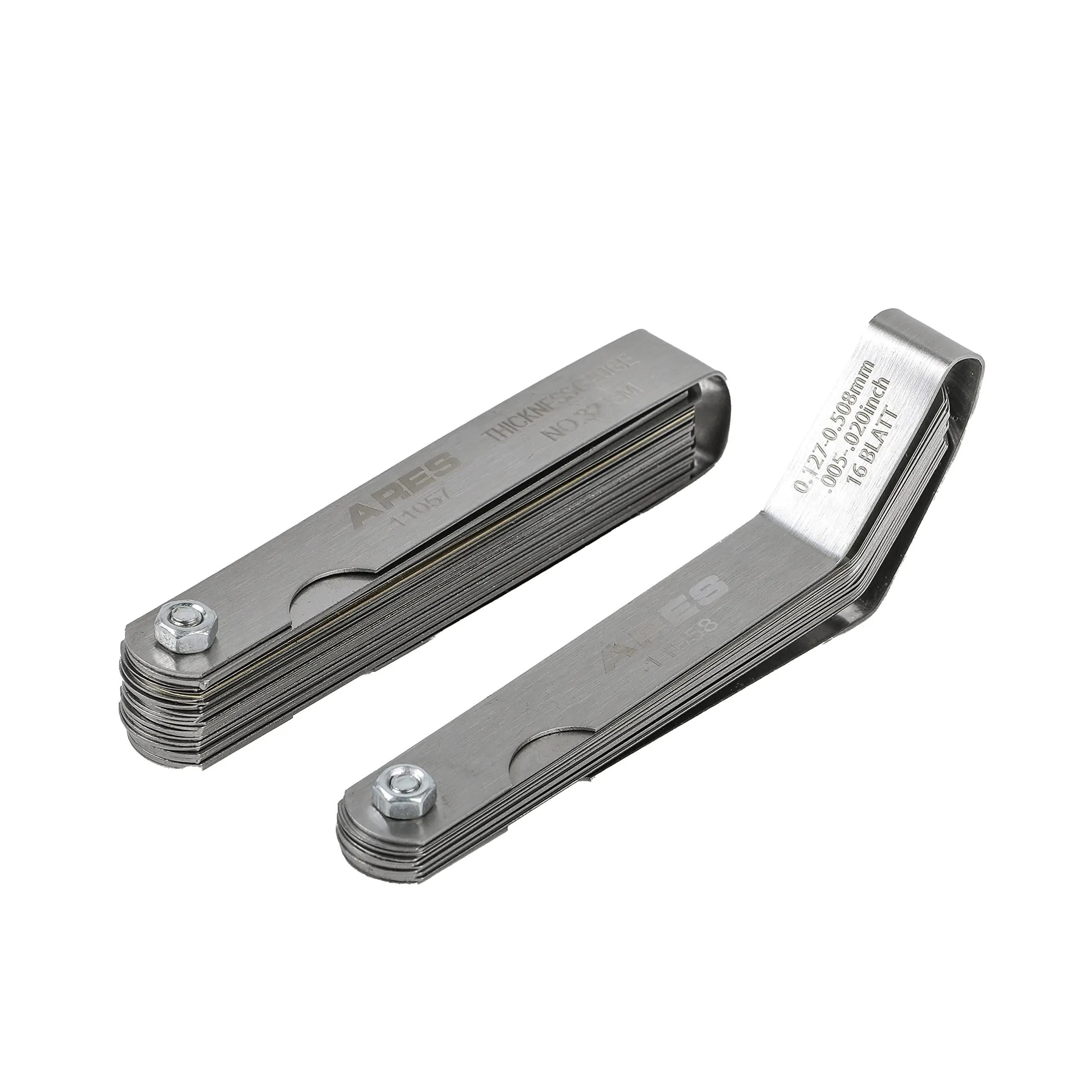 ARES 11042 - Feeler Gauge Set - 32 Tapered & 16 Offset Blades, SAE & Metric Marked