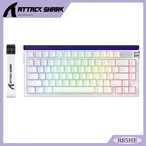 ATTACK SHARK R85HE 75% Hall Effect Rapid Trigger Keyboard Magnetic Switch, RGB Backlit with Cool Lightbox, 79 Keys with Multimedia Knob, 8000Hz Polling Rate, 05mm RT Accuracy, PBT Keycaps Hot-Swappable, 256K Scanning Rate for PC Mac