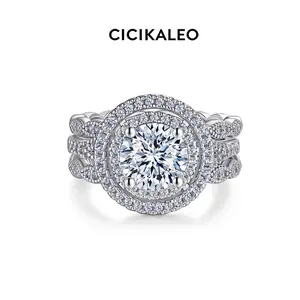 CICIKALEO 1.5CT 81-Facet Cut Moissanite Halo Ring Guard for Women D VVS1 Bridal Set Insert Double Band Stackable Lab-Created Hypoallergenic Ring Enhancer Wedding Engagement Anniversary Gift Fine Formerly CICI GEMS #Summervibes