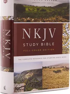 NKJV Study Bible, Hardcover, Burgundy, Full-Color, Comfort Print: The Complete Resource for Studying God’s Word Hardcover – November 20, 2018
