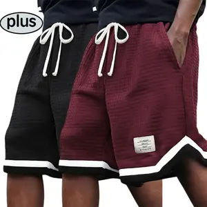 2-Pack Plus Size Men’s Waffle Knit Shorts - Stretch Drawstring Waistband Summer Casual Shorts with Breathable Soft Fabric; Versatile Solid Gray Relaxed Fit Home & Streetwear Shorts