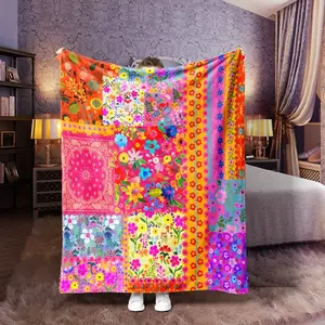 1Pc - Small Floral Pattern Blanket, Portable Lightweight Flannel Throw For Sofa, Bed, Travel, Camping, Living Room, Office, Chair, And Bed - Soft Warm Gift Fleece Blanket