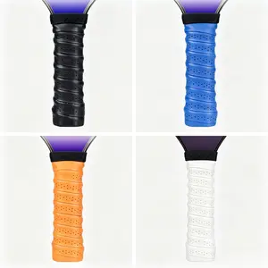 4pcs black+blue+orange+white Anti-Slip Racket Grip Tape Soft PU Absorbent Overgrip for Tennis Badminton Squash Fishing Rod Jump Rope Hand Active