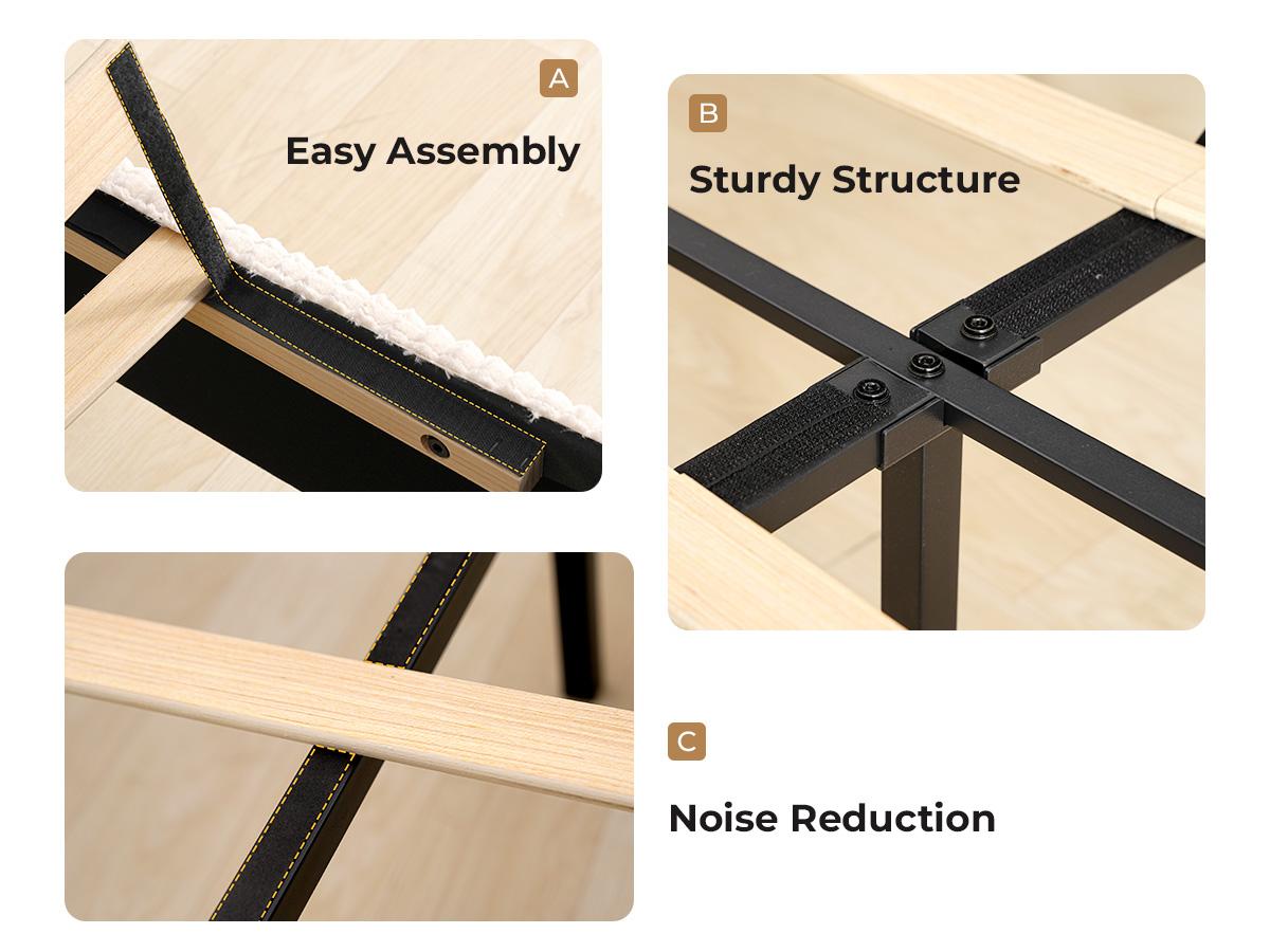 【Holiday Haul】King Size Upholstered Bed Frame girl with 51" Tall Headboard, Platform Bed with Widened Corduroy Cushion, Easy Assembly, No Box Spring Needed, cozy bed frame
