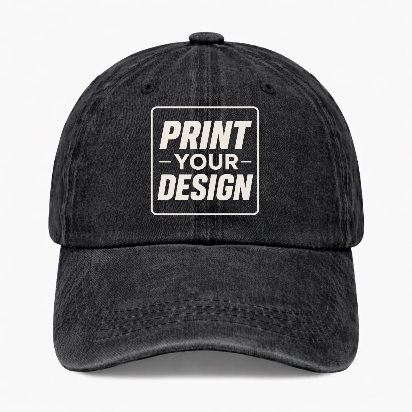 Custom Baseball Cap: Print Your Design, Logo, Text – Vintage Washed Adjustable Hat