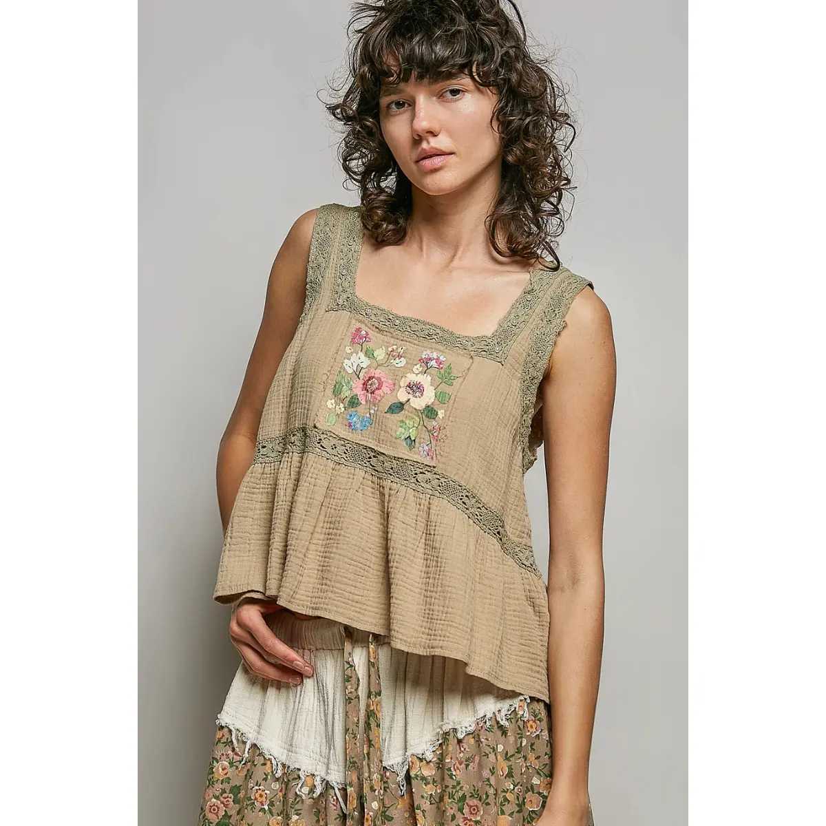 Gauze Floral Tank