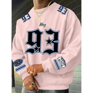 Men's Fashion Casual Sweatshirt, English Pattern Print Design, Round Neck Long Sleeve Pullover, Thick Fabric for All Seasons