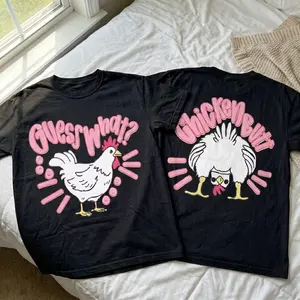 Guess What Chicken Butt Funny T-Shirt  | Cute Chicken Graphic Tee Front & Back Print | Trendy Humor Shirt for Women Men | Viral TikTok Outfit Idea | Casual Streetwear Aesthetic Gift