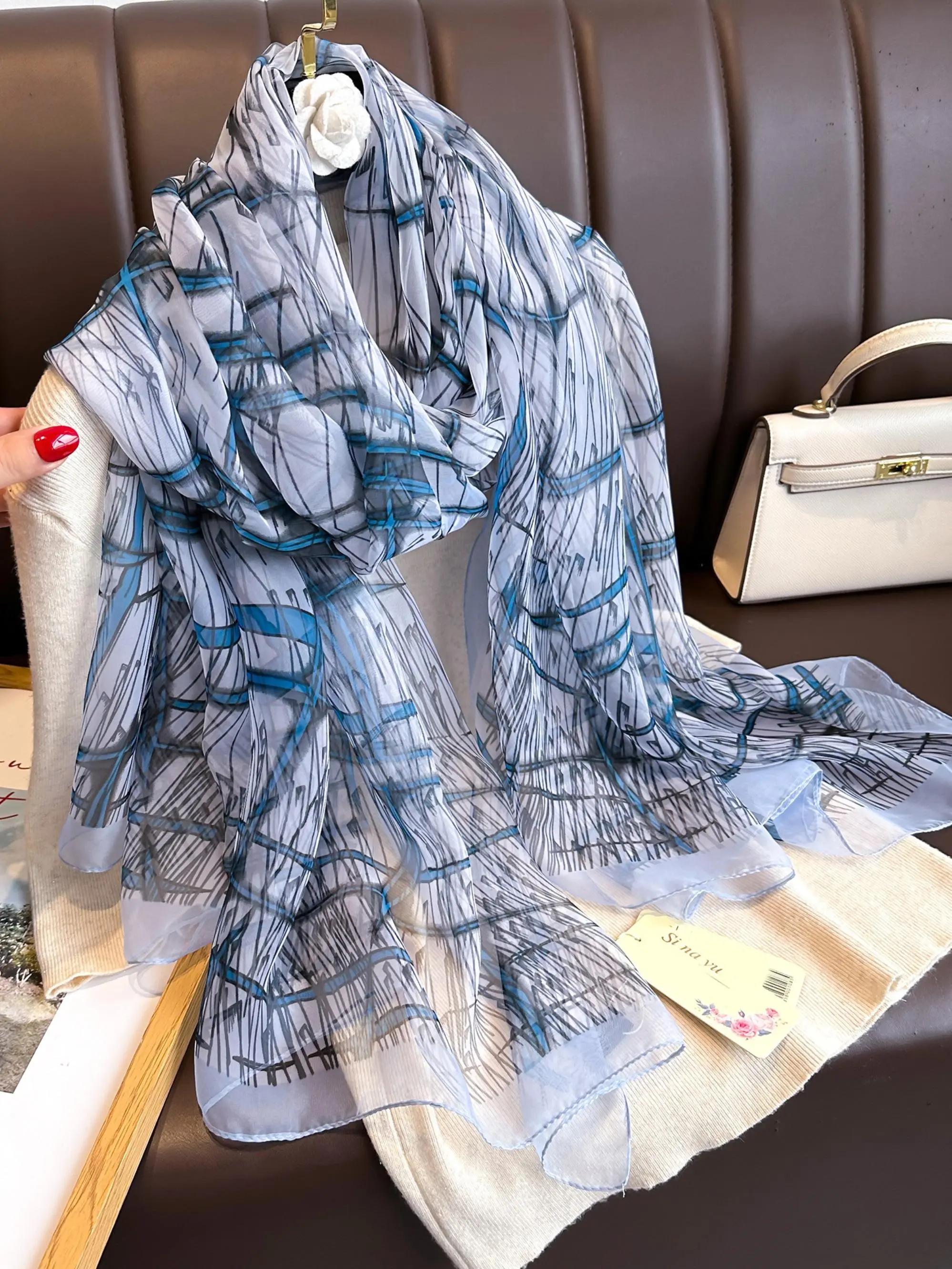 Women's Elegant Lightweight Scarf, Fashionable Large Scarf for Women, Casual Versatile Scarf for All Seasons, Fashion Accessories for Daily Wear, Casual Soft Scarf, Scarf Wrap, Summer Shawl, Summer Scarf