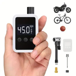 Mini Bike Pump, Portable Bicycle Pump with Digital Display, Rechargeable Bike Air Pump Tire Inflator with Presta Valve and Schrader Valve