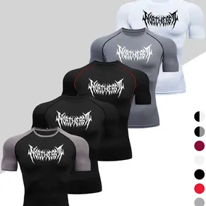 Men's Dragon Print Compression T-Shirt, Quick-Dry Breathable Stretch Fabric, Tight-Fitting Short Sleeve Top for Fitness and Outdoor Activities