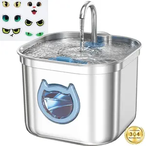 Stainless Steel Pet Water Fountain for Cats Inside, Cat Water Fountain with 3 Filters&Ultra-Quiet Pump, 2.2L/73oz Automatic Dog Dispenser Water Bowl, Multiple Pets Water Fountain