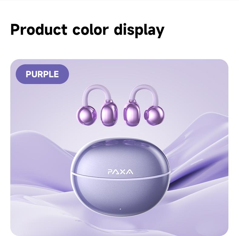 PAXA C08 Clip On Wireless Headphones with 2025 Bluetooth 6.0 for Faster, Stable Connection & Low Power Use, DT6.0 Pulse Directional Tech, 360° ACS Panoramic Sound, IPX5 Waterproof Audio Earbuds for Music & Calls, Comfortable for Sports